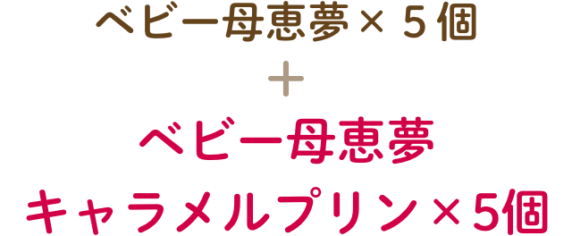 ベビー母恵夢×５個 + ベビー母恵夢 キャラメルプリン×5個